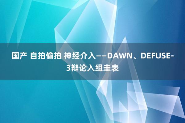 国产 自拍偷拍 神经介入——DAWN、DEFUSE-3辩论入组圭表