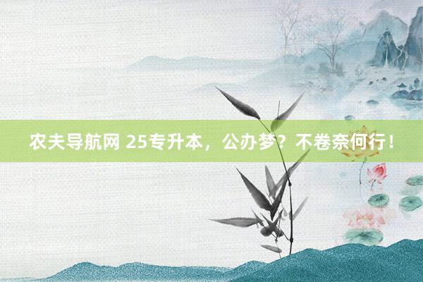 农夫导航网 25专升本,公办梦?不卷奈何行!