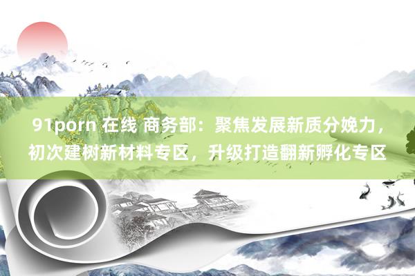 91porn 在线 商务部：聚焦发展新质分娩力，初次建树新材料专区，升级打造翻新孵化专区