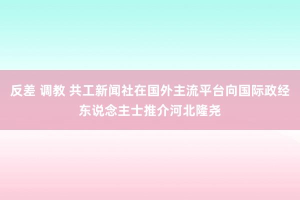 反差 调教 共工新闻社在国外主流平台向国际政经东说念主士推介河北隆尧