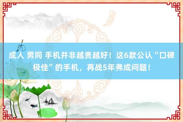 成人 男同 手机并非越贵越好！这6款公认“口碑极佳”的手机，再战5年弗成问题！