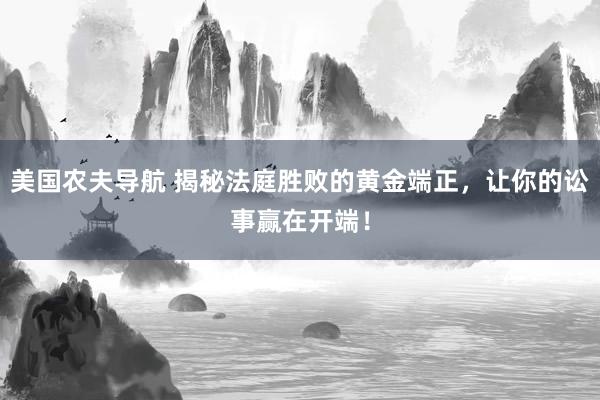 美国农夫导航 揭秘法庭胜败的黄金端正，让你的讼事赢在开端！