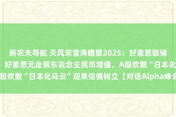 新农夫导航 天风宋雪涛瞻望2025：好意思联储先降息后加息走“深V”，好意思元走弱东说念主民币增值，A股吹散“日本化乌云”迎来估值树立【对话Alpha峰会嘉宾之一】