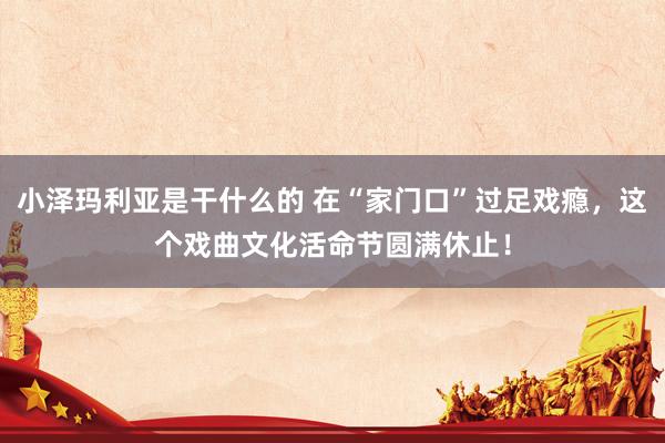 小泽玛利亚是干什么的 在“家门口”过足戏瘾，这个戏曲文化活命节圆满休止！