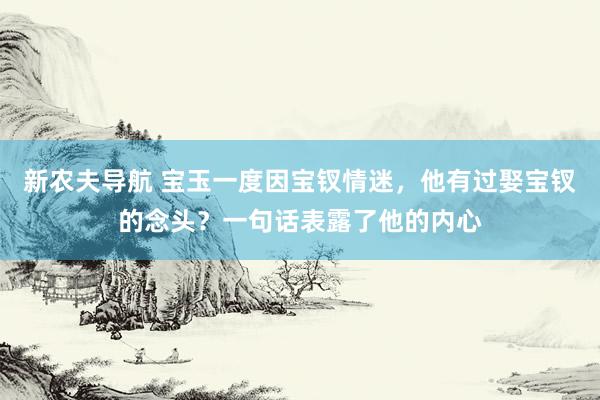 新农夫导航 宝玉一度因宝钗情迷，他有过娶宝钗的念头？一句话表露了他的内心