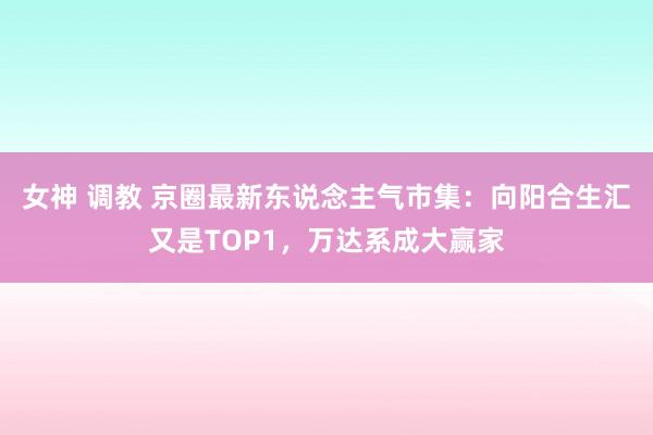 女神 调教 京圈最新东说念主气市集：向阳合生汇又是TOP1，万达系成大赢家