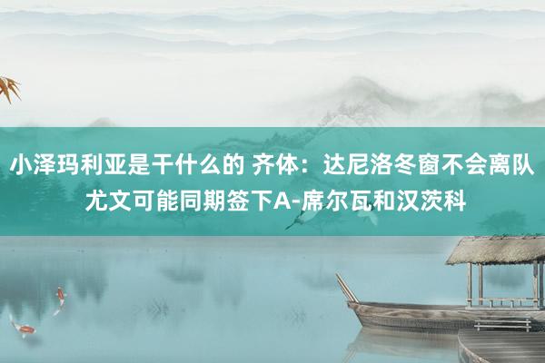 小泽玛利亚是干什么的 齐体：达尼洛冬窗不会离队 尤文可能同期签下A-席尔瓦和汉茨科