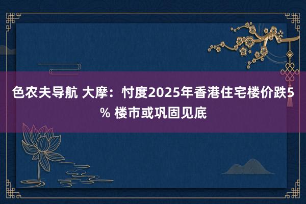 色农夫导航 大摩：忖度2025年香港住宅楼价跌5% 楼市或巩固见底