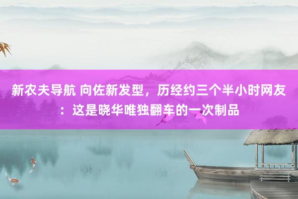 新农夫导航 向佐新发型，历经约三个半小时网友：这是晓华唯独翻车的一次制品