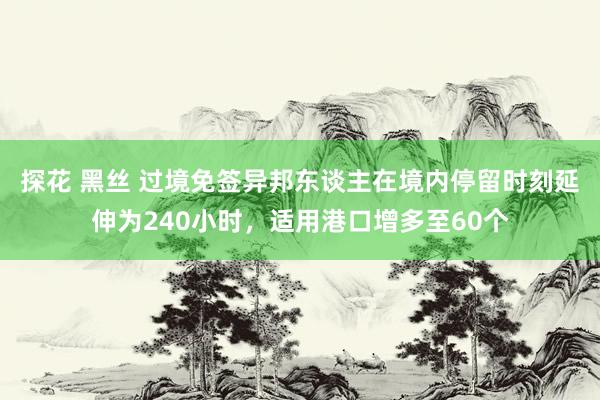 探花 黑丝 过境免签异邦东谈主在境内停留时刻延伸为240小时，适用港口增多至60个