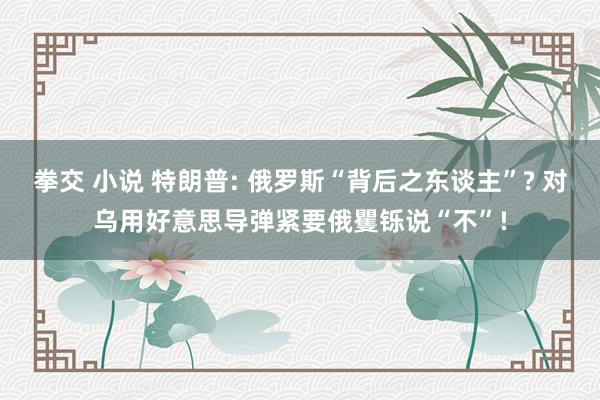 拳交 小说 特朗普: 俄罗斯“背后之东谈主”? 对乌用好意思导弹紧要俄矍铄说“不”!