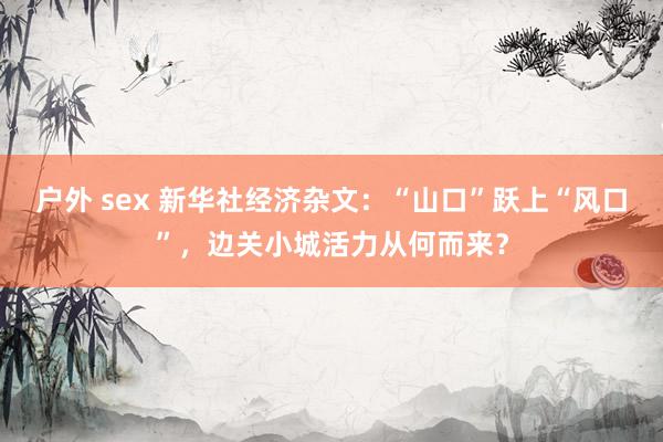 户外 sex 新华社经济杂文：“山口”跃上“风口”，边关小城活力从何而来？