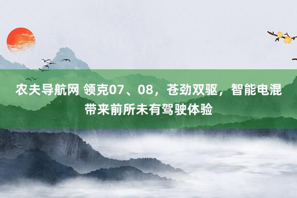 农夫导航网 领克07、08，苍劲双驱，智能电混带来前所未有驾驶体验
