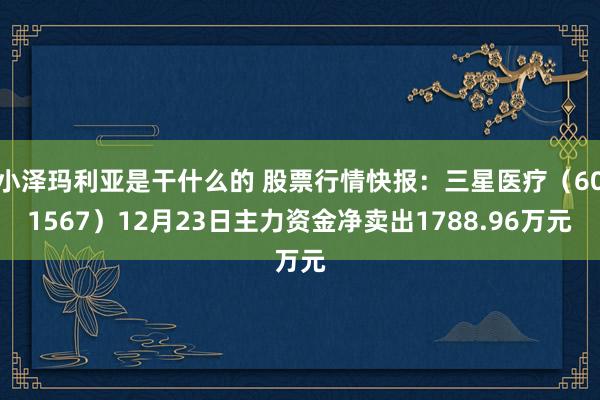 小泽玛利亚是干什么的 股票行情快报：三星医疗（601567）12月23日主力资金净卖出1788.96万元