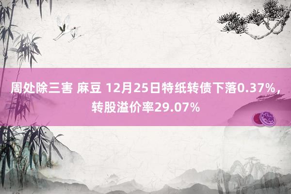 周处除三害 麻豆 12月25日特纸转债下落0.37%，转股溢价率29.07%