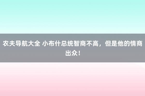 农夫导航大全 小布什总统智商不高，但是他的情商出众！