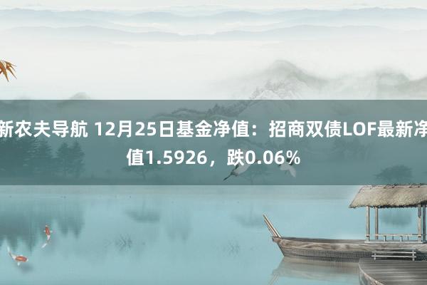 新农夫导航 12月25日基金净值：招商双债LOF最新净值1.5926，跌0.06%
