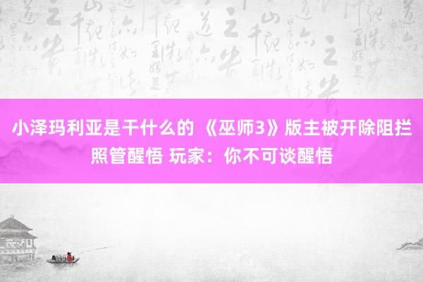 小泽玛利亚是干什么的 《巫师3》版主被开除阻拦照管醒悟 玩家：你不可谈醒悟