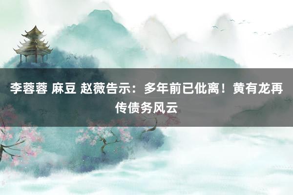 李蓉蓉 麻豆 赵薇告示：多年前已仳离！黄有龙再传债务风云