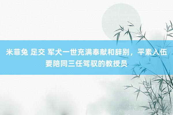 米菲兔 足交 军犬一世充满奉献和辞别，平素入伍要陪同三任驾驭的教授员