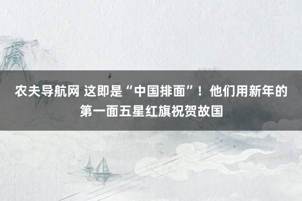 农夫导航网 这即是“中国排面”！他们用新年的第一面五星红旗祝贺故国