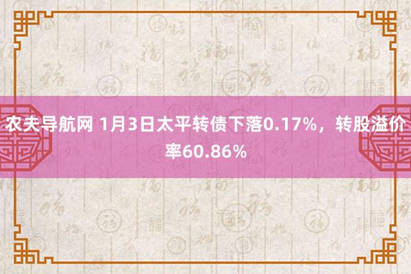 农夫导航网 1月3日太平转债下落0.17%，转股溢价率60.86%