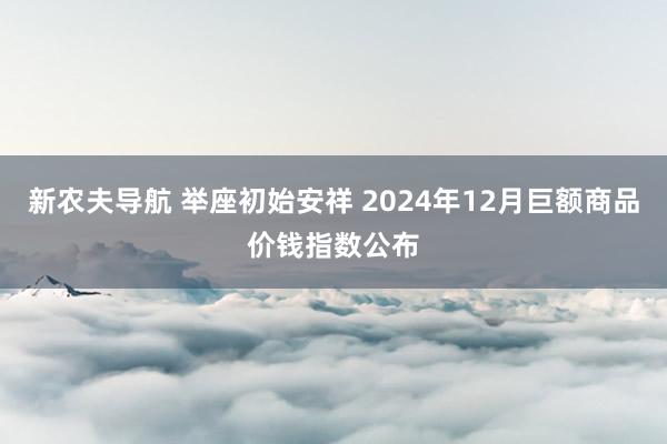 新农夫导航 举座初始安祥 2024年12月巨额商品价钱指数公布
