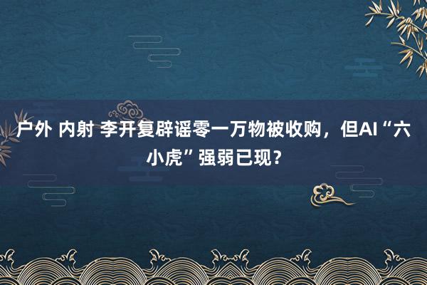 户外 内射 李开复辟谣零一万物被收购，但AI“六小虎”强弱已现？