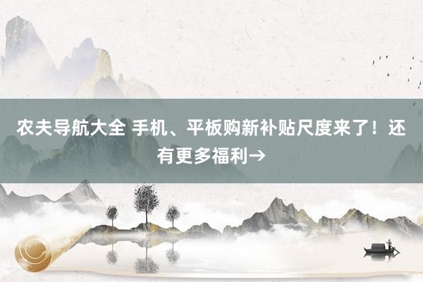 农夫导航大全 手机、平板购新补贴尺度来了！还有更多福利→