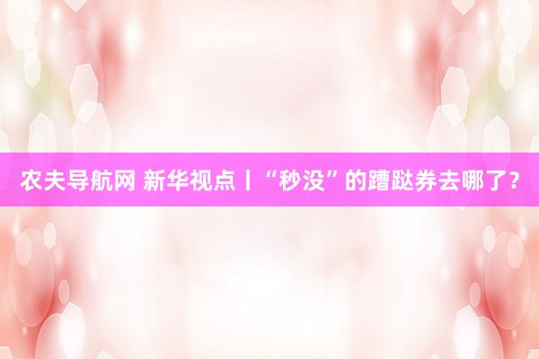农夫导航网 新华视点丨“秒没”的蹧跶券去哪了？