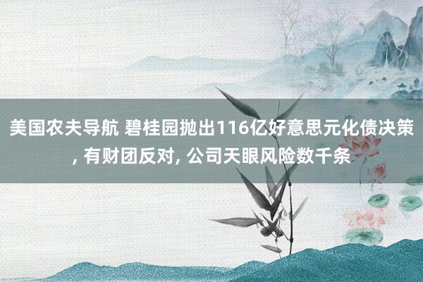 美国农夫导航 碧桂园抛出116亿好意思元化债决策， 有财团反对， 公司天眼风险数千条