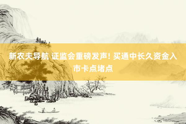 新农夫导航 证监会重磅发声! 买通中长久资金入市卡点堵点