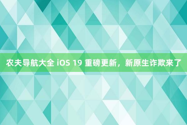 农夫导航大全 iOS 19 重磅更新，新原生诈欺来了