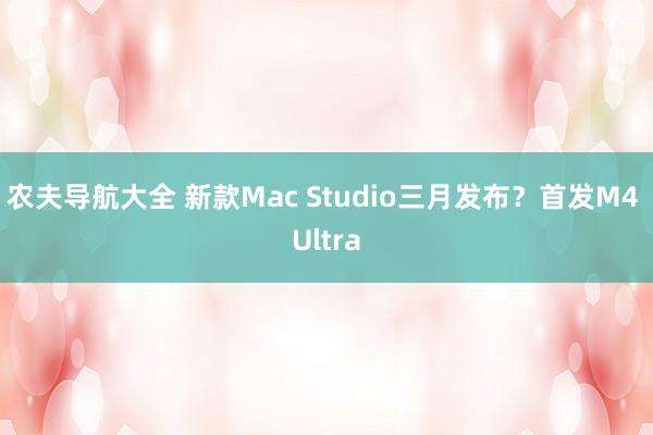 农夫导航大全 新款Mac Studio三月发布？首发M4 Ultra