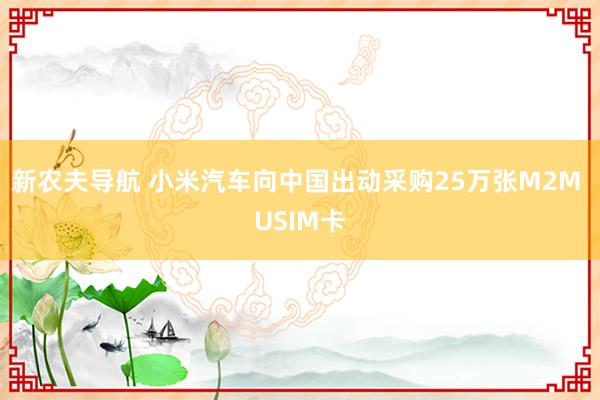 新农夫导航 小米汽车向中国出动采购25万张M2M USIM卡