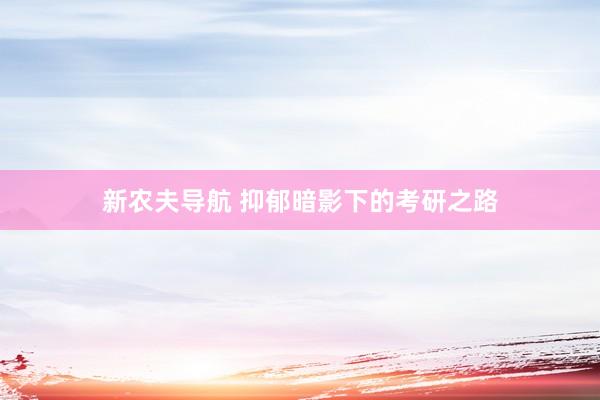 新农夫导航 抑郁暗影下的考研之路