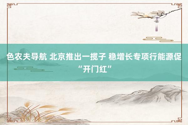 色农夫导航 北京推出一揽子 稳增长专项行能源促“开门红”