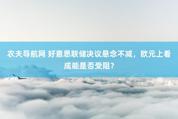 农夫导航网 好意思联储决议悬念不减，欧元上看成能是否受阻？