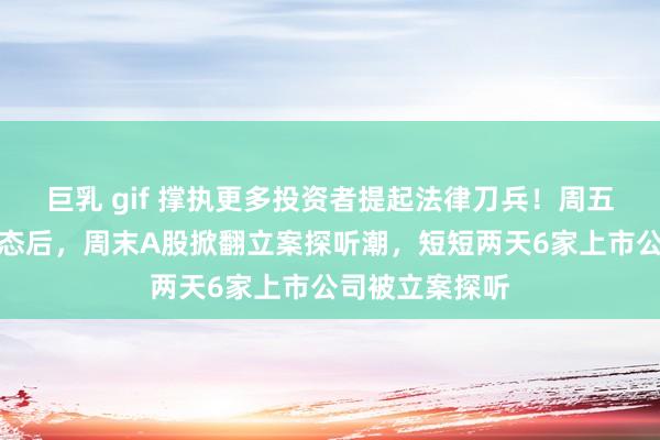 巨乳 gif 撑执更多投资者提起法律刀兵！周五证监会重磅表态后，周末A股掀翻立案探听潮，短短两天6家上市公司被立案探听
