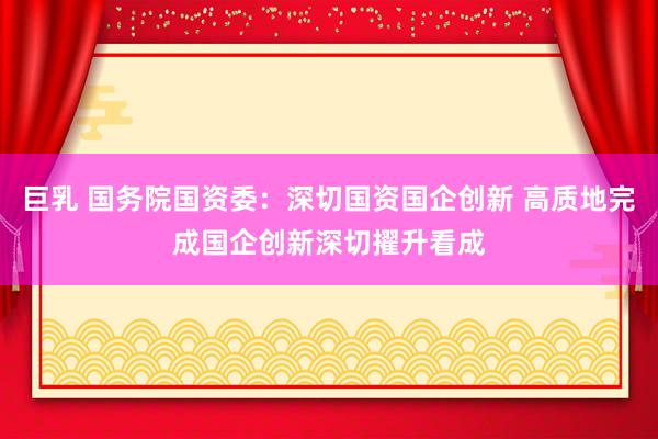 巨乳 国务院国资委：深切国资国企创新 高质地完成国企创新深切擢升看成
