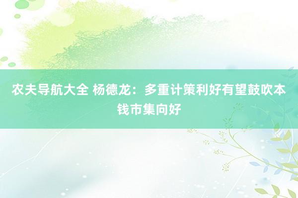 农夫导航大全 杨德龙：多重计策利好有望鼓吹本钱市集向好