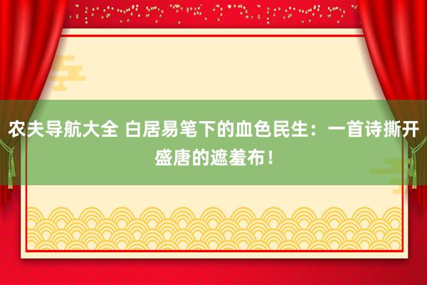 农夫导航大全 白居易笔下的血色民生：一首诗撕开盛唐的遮羞布！