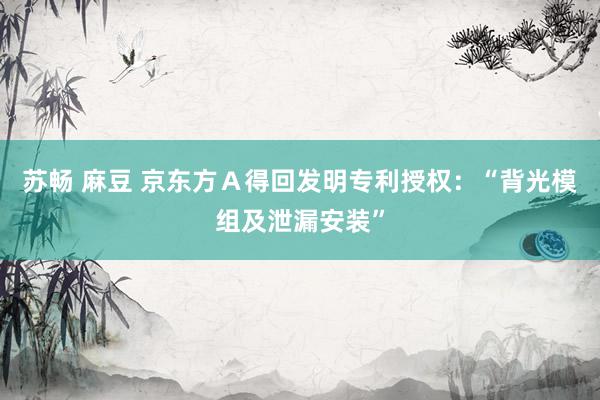 苏畅 麻豆 京东方Ａ得回发明专利授权：“背光模组及泄漏安装”