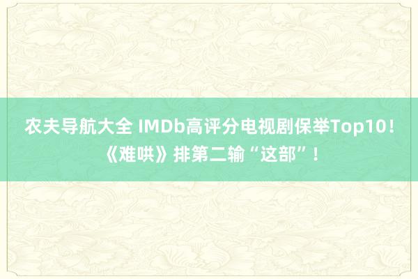 农夫导航大全 IMDb高评分电视剧保举Top10！《难哄》排第二输“这部”！