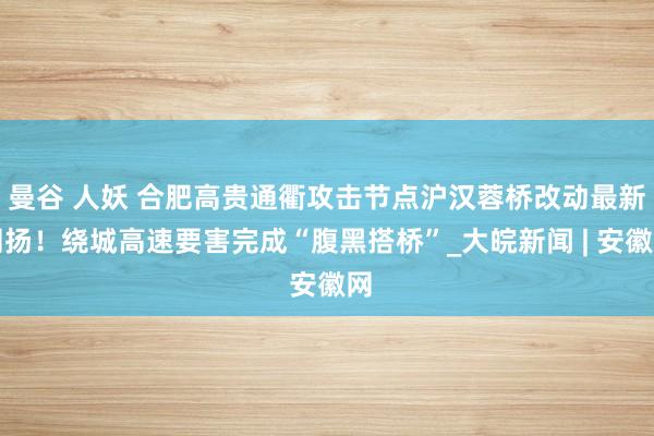 曼谷 人妖 合肥高贵通衢攻击节点沪汉蓉桥改动最新阐扬！绕城高速要害完成“腹黑搭桥”_大皖新闻 | 安徽网