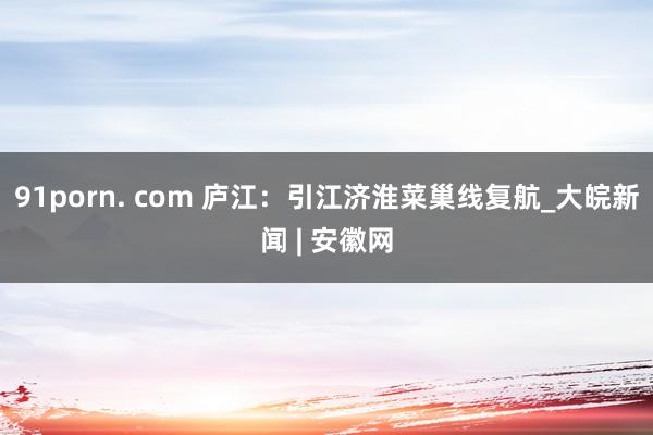 91porn. com 庐江：引江济淮菜巢线复航_大皖新闻 | 安徽网