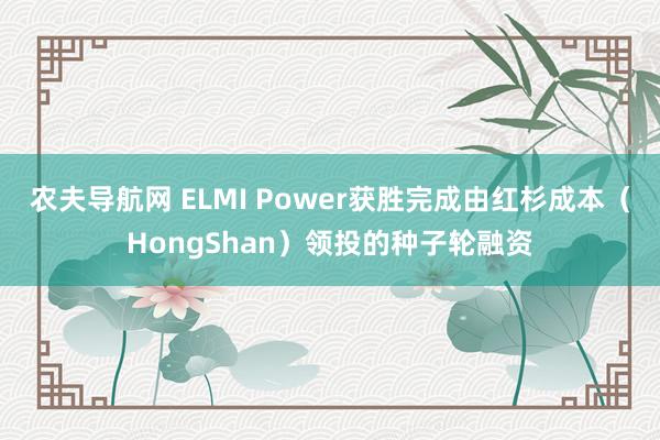 农夫导航网 ELMI Power获胜完成由红杉成本（HongShan）领投的种子轮融资