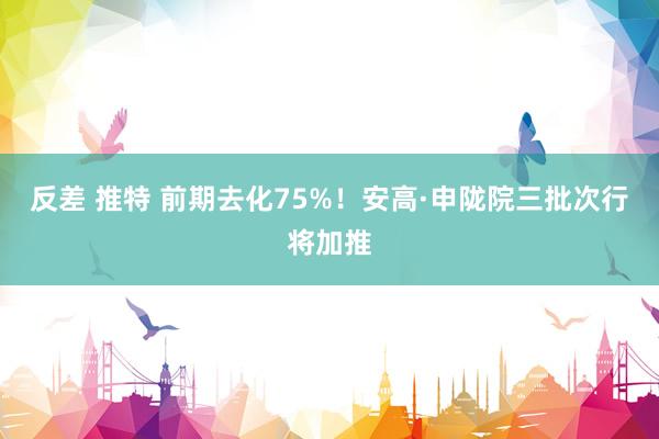 反差 推特 前期去化75%！安高·申陇院三批次行将加推
