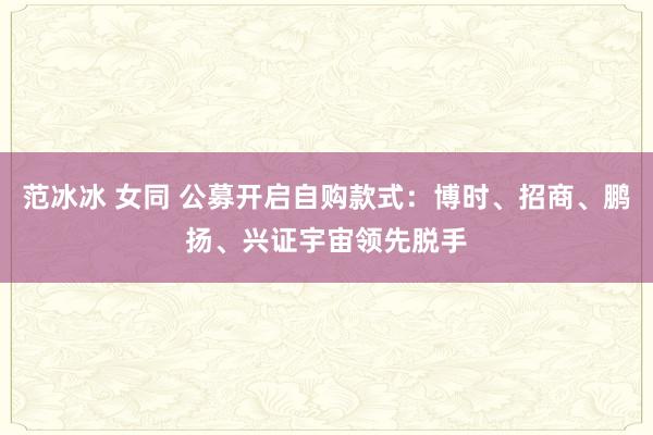 范冰冰 女同 公募开启自购款式：博时、招商、鹏扬、兴证宇宙领先脱手