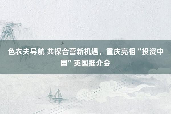 色农夫导航 共探合营新机遇，重庆亮相“投资中国”英国推介会